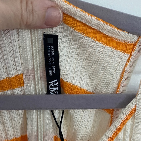 Zara Orange and Cream Striped Tank Top - Picture 3 of 5